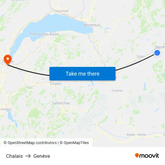 Chalais to Genève map