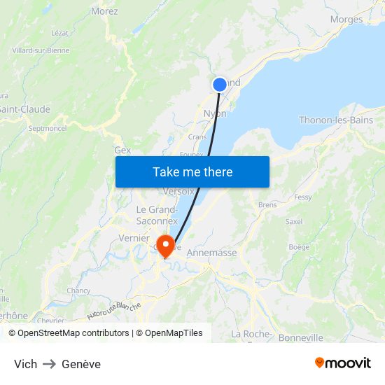 Vich to Genève map