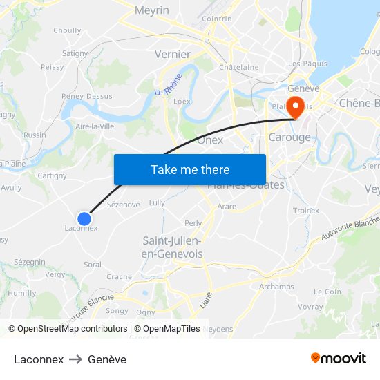 Laconnex to Genève map