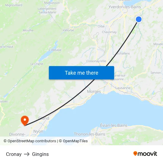 Cronay to Gingins map