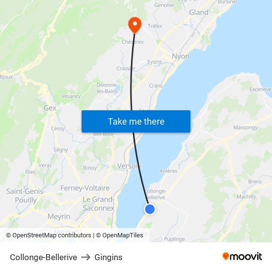 Collonge-Bellerive to Gingins map