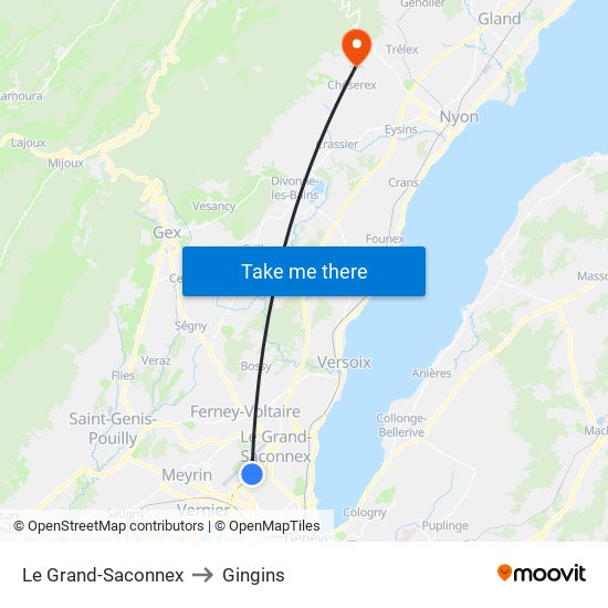 Le Grand-Saconnex to Gingins map