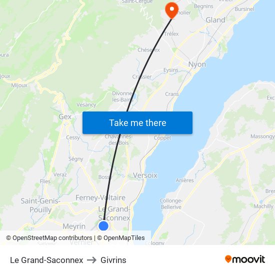 Le Grand-Saconnex to Givrins map