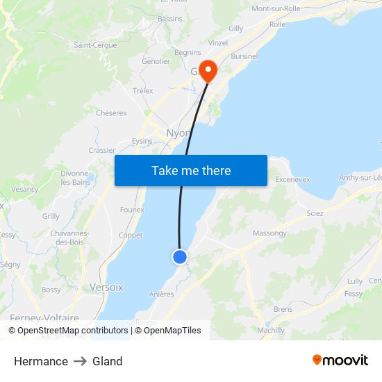 Hermance to Gland map