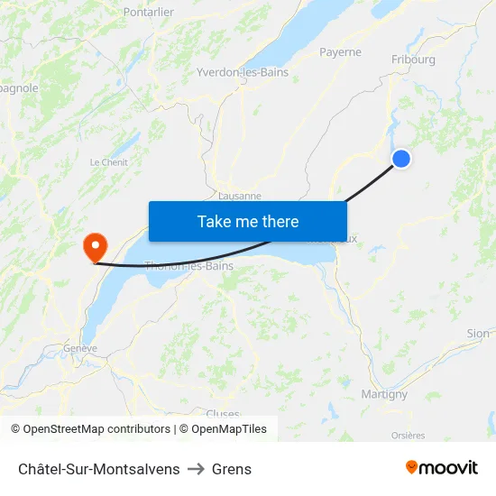 Châtel-Sur-Montsalvens to Grens map