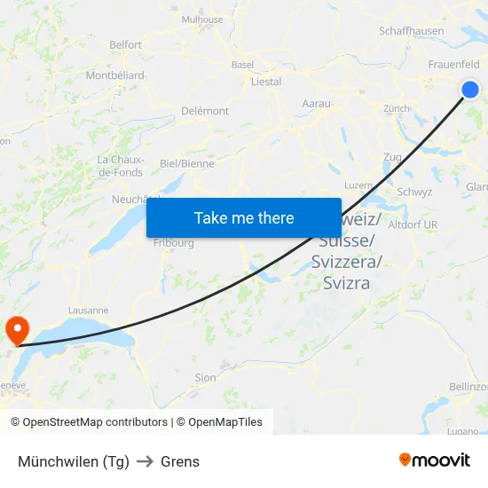 Münchwilen (Tg) to Grens map