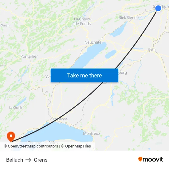Bellach to Grens map