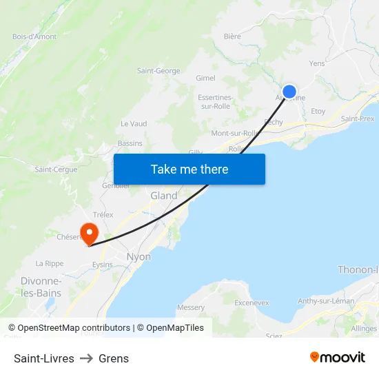 Saint-Livres to Grens map