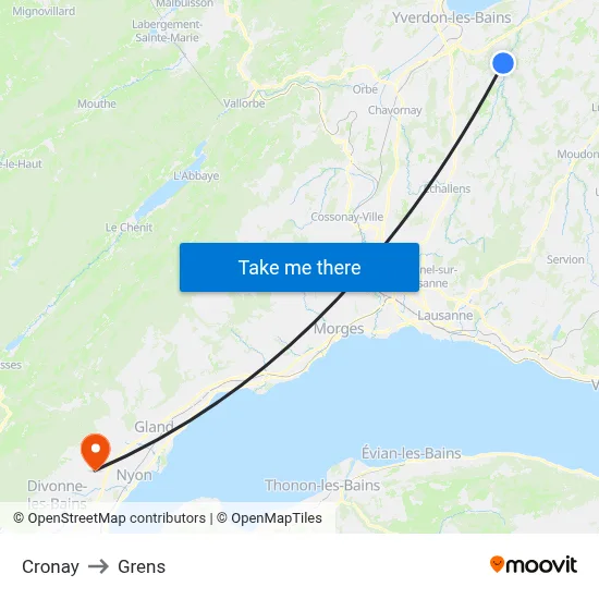 Cronay to Grens map