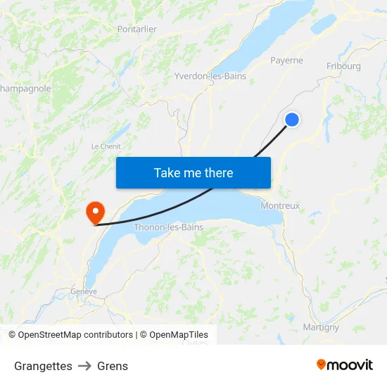 Grangettes to Grens map