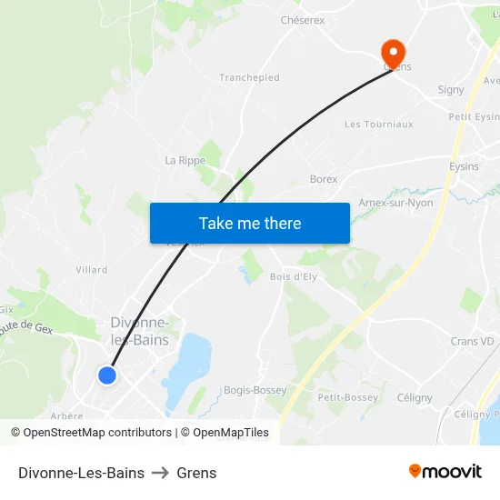 Divonne-Les-Bains to Grens map