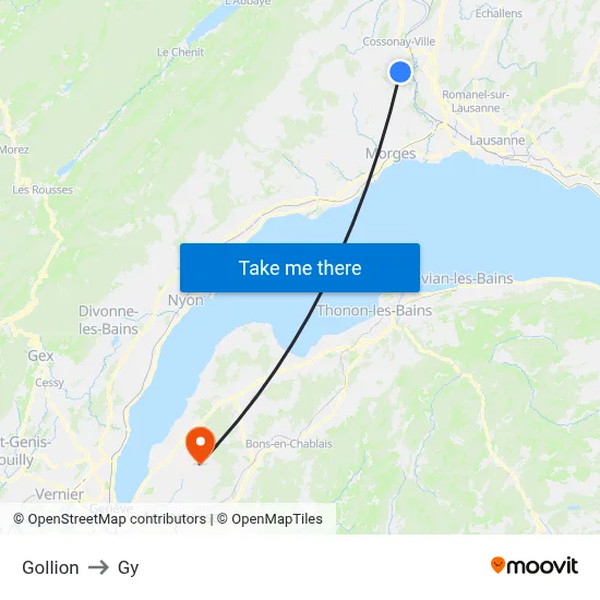Gollion to Gy map