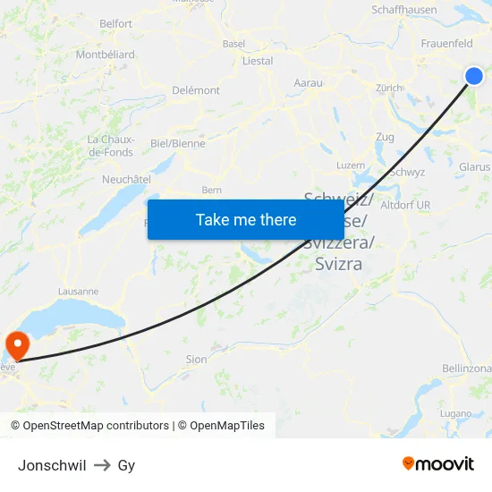 Jonschwil to Gy map