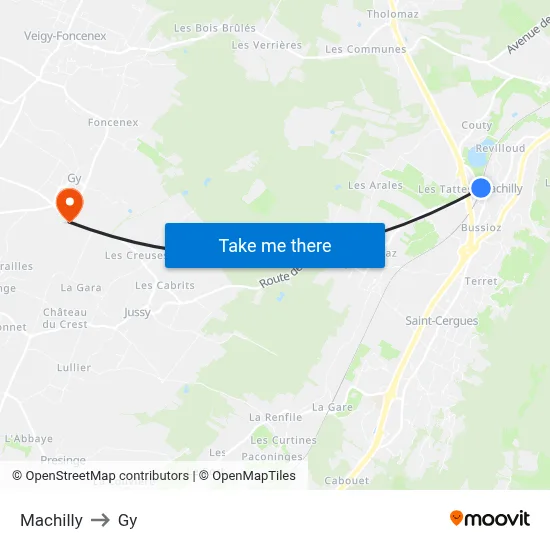 Machilly to Gy map