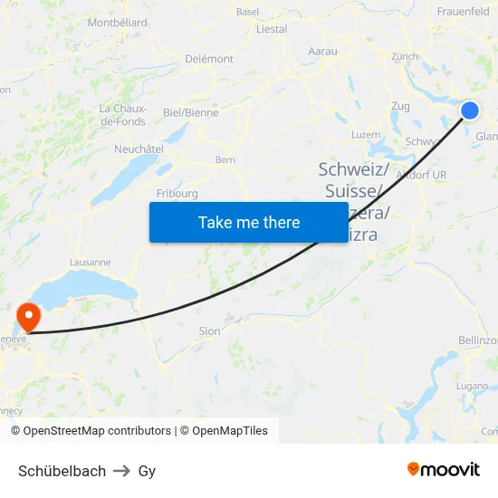Schübelbach to Gy map