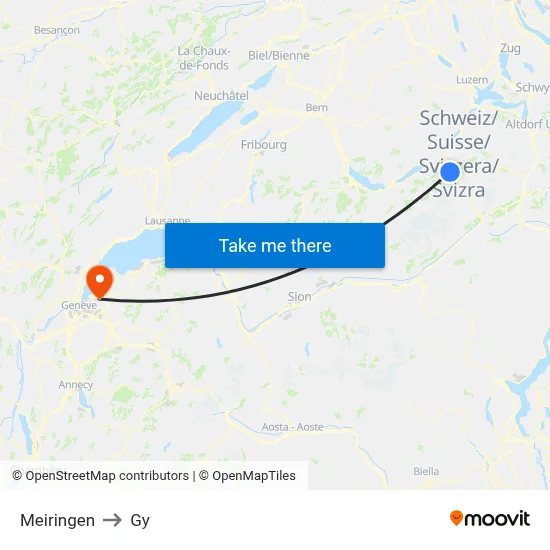 Meiringen to Gy map