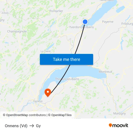 Onnens (Vd) to Gy map