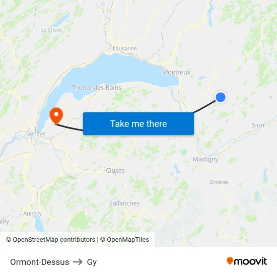 Ormont-Dessus to Gy map