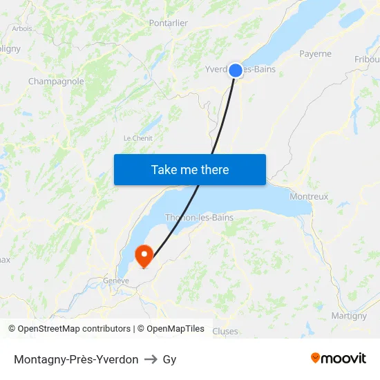 Montagny-Près-Yverdon to Gy map