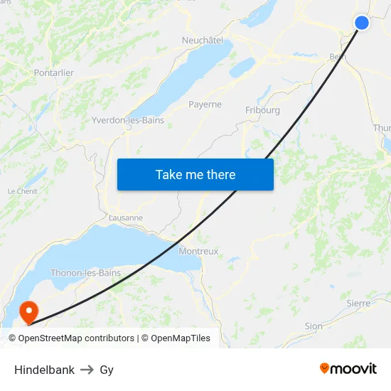 Hindelbank to Gy map