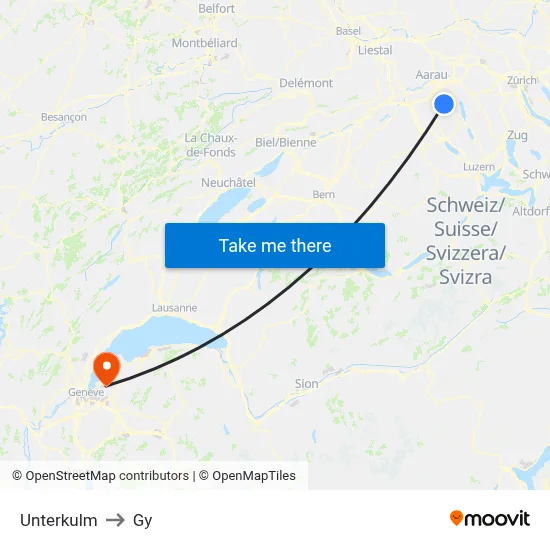 Unterkulm to Gy map