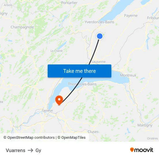 Vuarrens to Gy map