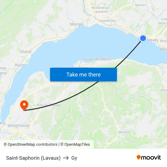 Saint-Saphorin (Lavaux) to Gy map