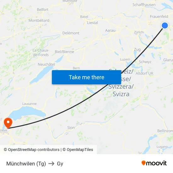 Münchwilen (Tg) to Gy map