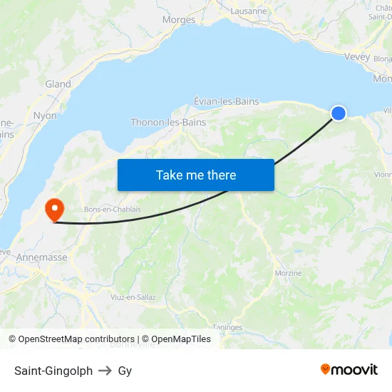 Saint-Gingolph to Gy map