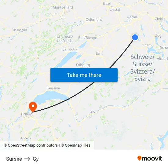 Sursee to Gy map