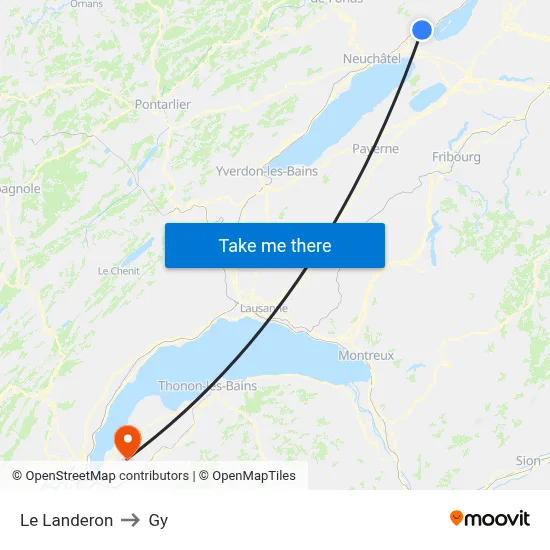 Le Landeron to Gy map