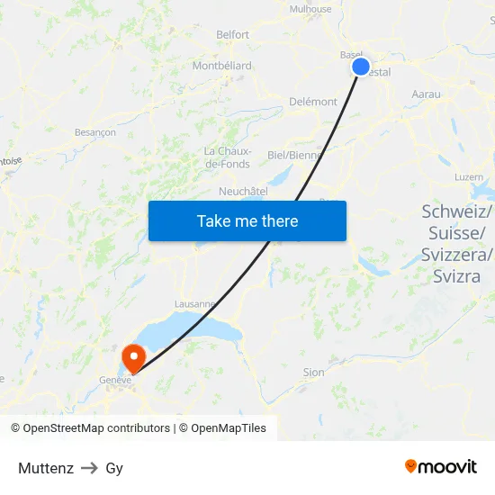 Muttenz to Gy map