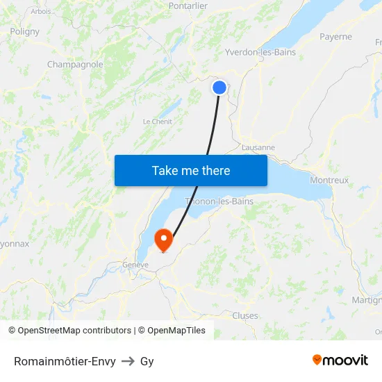 Romainmôtier-Envy to Gy map