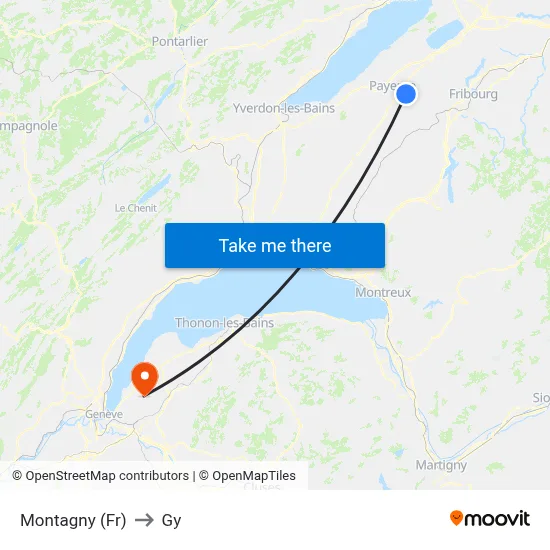 Montagny (Fr) to Gy map