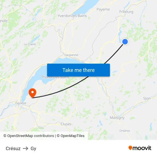 Crésuz to Gy map
