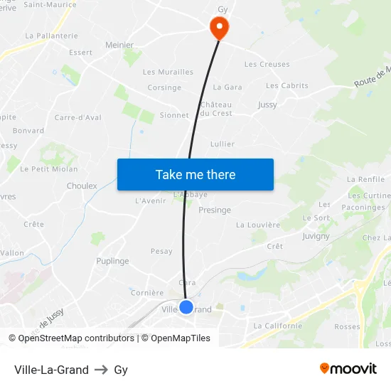 Ville-La-Grand to Gy map