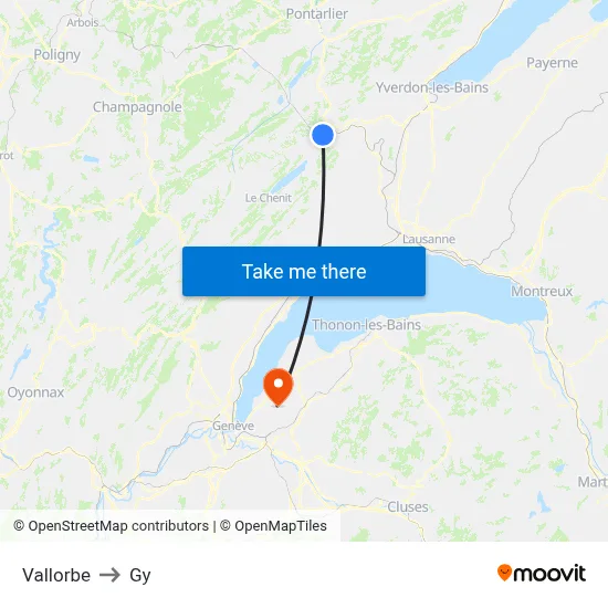 Vallorbe to Gy map
