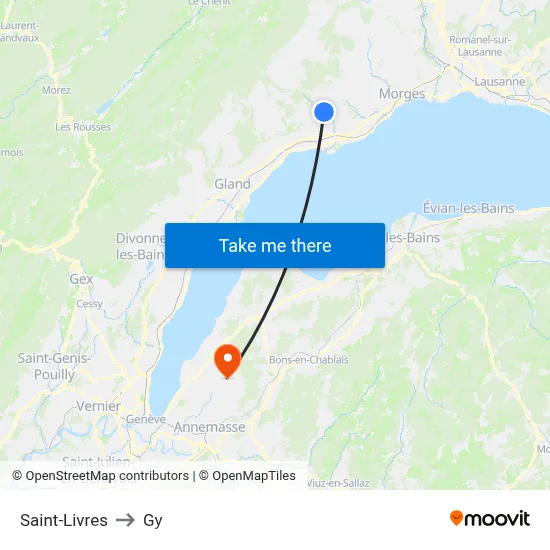 Saint-Livres to Gy map