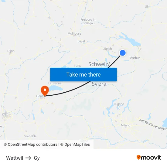 Wattwil to Gy map