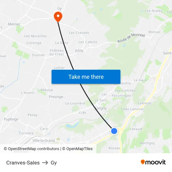 Cranves-Sales to Gy map