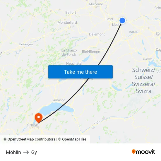 Möhlin to Gy map