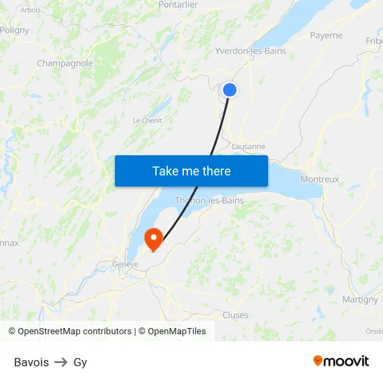 Bavois to Gy map