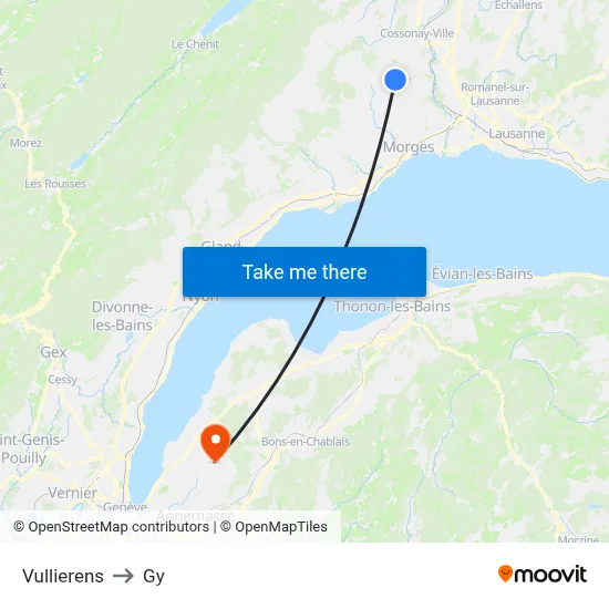 Vullierens to Gy map