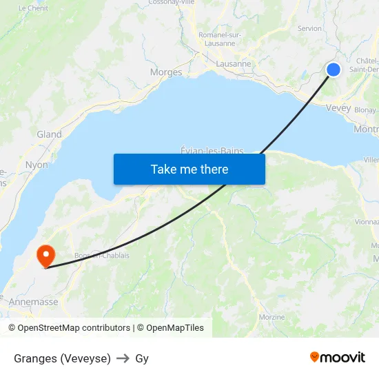 Granges (Veveyse) to Gy map