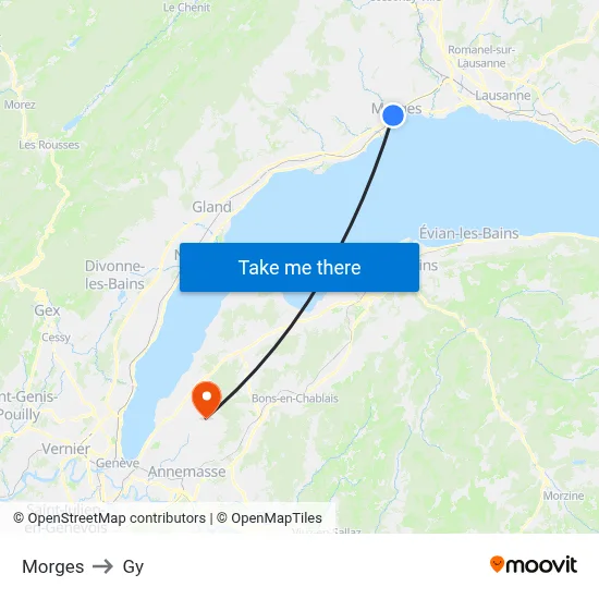 Morges to Gy map