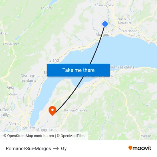 Romanel-Sur-Morges to Gy map