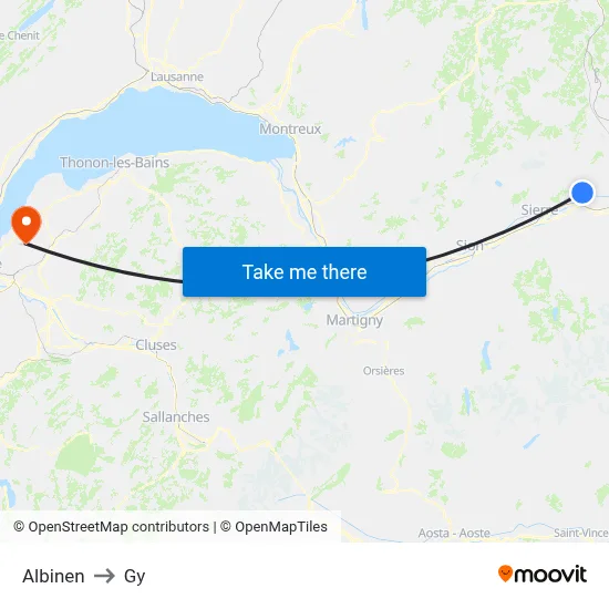 Albinen to Gy map