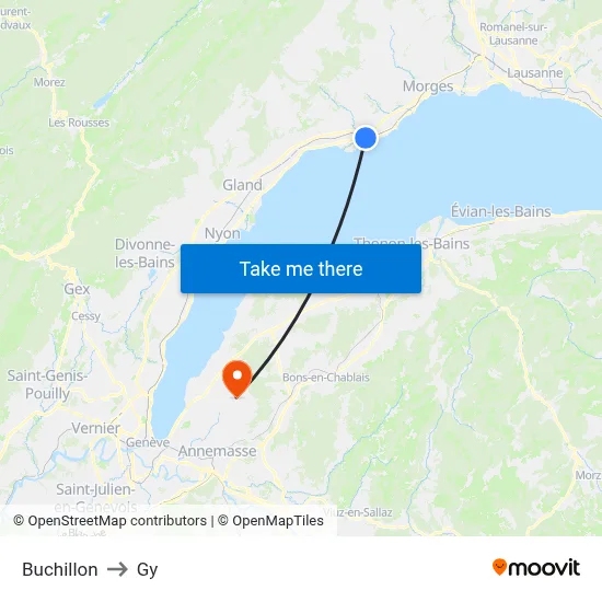 Buchillon to Gy map