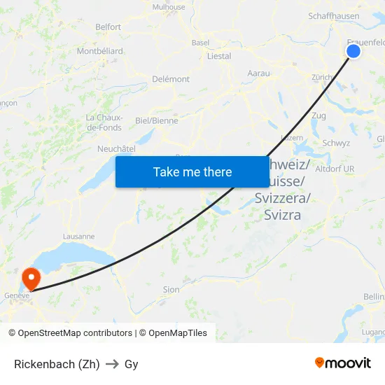 Rickenbach (Zh) to Gy map