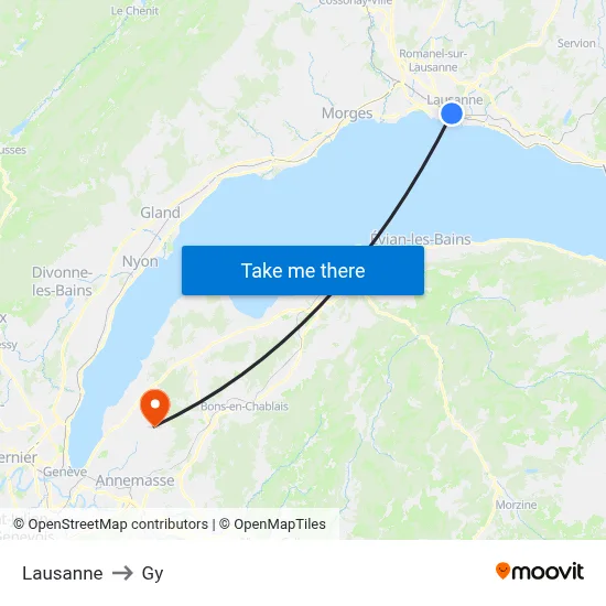 Lausanne to Gy map